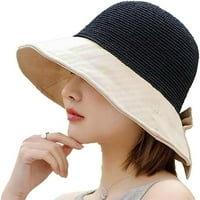 Ženski ljetni šešir za sunce, šešir za plažu, šešir sa širokim obodom, vanjski pleteni šešir s UV zaštitom, kape