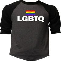Muška Raglan majica s duginom zastavom LGBTK TV ugljeno crna, velika ugljeno Crna