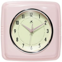 Retro kvadratni ružičasti ružičasti ružičasti Plastični analogni zidni sat