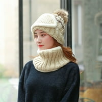 Šeširi za žene na rasprodaji modni ženski pleteni vuneni šal Pom Pom šešir Set topla zima šal + maska
