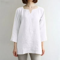 Ženska proljetno-ljetna jednobojna labava ležerna pamučna bluza u obliku slova u, bijela, bijela, bijela, bijela,