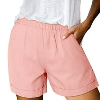 Skpblutn Plus hlače za žene za žene Ljetni čvrsti struk, ravne hlače labave casual široke kratke noge