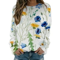 + Predimenzionirana majica za žene, majice, pulover s cvjetnim vratom, džemper, Zima-Jesen, Ležerne majice s dugim