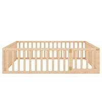 Bračni podni krevet s ogradom i vratima, drveni okvir kreveta na Montessori platformi za djecu dječaka i djevojčica,