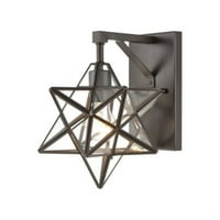Zidna svjetiljka Moravska zvijezda u bronci utrljanoj uljem s prozirnim staklom