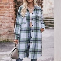 Ženska dukserica s patentnim zatvaračem _ _ ženska modna jesensko-zimska labava casual karirana jakna s dugim