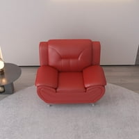 Klupska stolica od prave kože od 47,3 inča, crvena