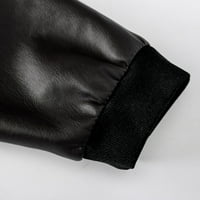 Muške bombaške jakne casual kožna jakna s dugim rukavima stalak za ovratnik zatvarač džep solidne boje modna jakna