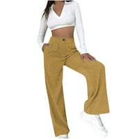 Ersazi ženske hlače casual ženska modna moda ravna gumb široka nogavi hlače solidne labave ležerne hlače na čišćenju