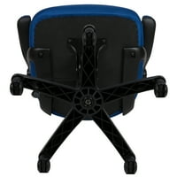 Ergonomska okretna uredska stolica s visokim naslonom od plave mreže s crnim okvirom i sklopivim naslonima za