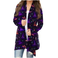 Ženska modna ležerna kardigan jakna s printom i dugim rukavima srednje duljine