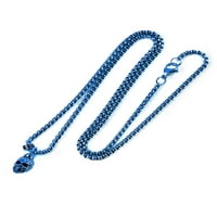 Muška ogrlica s malom lubanjom od nehrđajućeg čelika, starinska i polirana plavom završnom obradom-24
