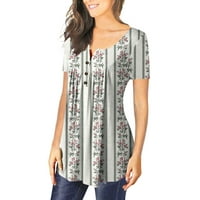 Ženska odjeća grafičke majice kratki rukavi otvoreni gumb Okrugli vrat košulja s tunikom Ljeto plus veličine vrhovi