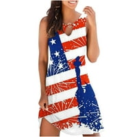 Ženska haljina 4. srpnja ljetna boho haljina s printom američke zastave Haljina Bez rukava Bez rukava tunika lepršava